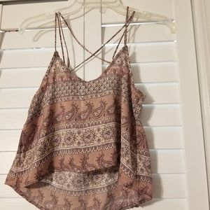 Aeropastle Paisley Charmeuse V-Neck Crop Cami